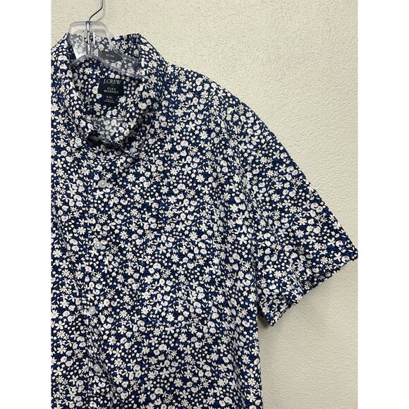 J Crew Button Down Shirt Men’s XXL 2XL Flex Washed Slim Blue Pink White Floral - Picture 5 of 7
